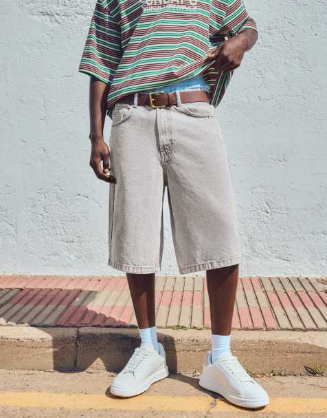 Bershka - Pantaloncini bermuda in denim ampi grigio chiaro - view 1