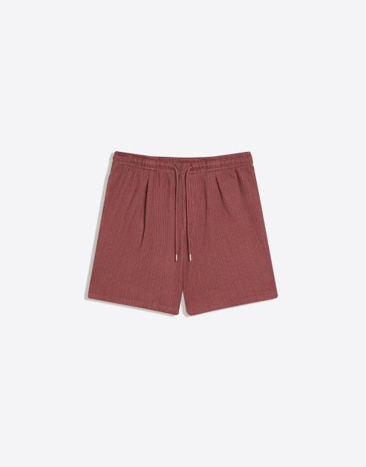 Bershka - Pantaloncini bermuda in felpa testurizzata rosa polvere, 4 di 4