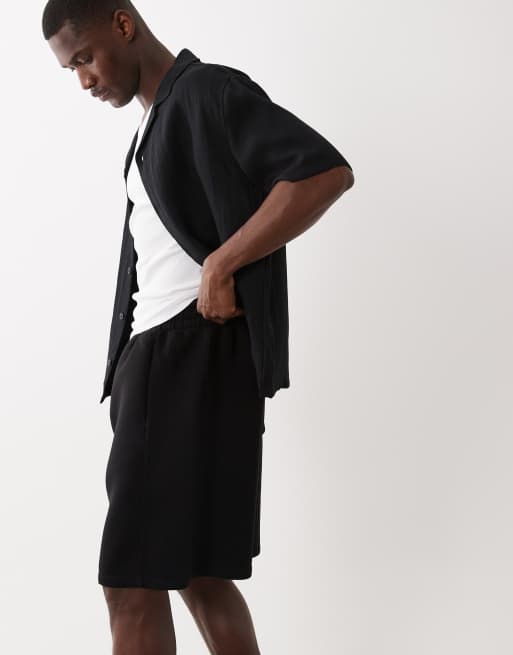 Bershka - Pantaloncini bermuda oversize neri effetto neoprene, 3 di 5