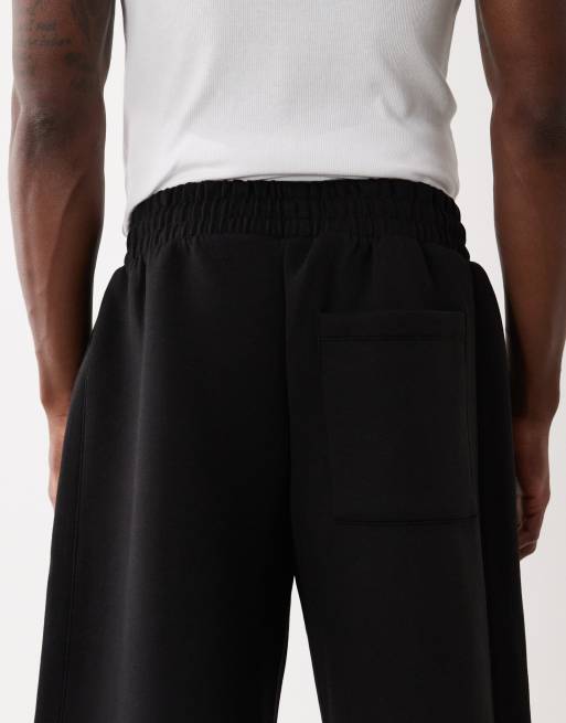 Bershka - Pantaloncini bermuda oversize neri effetto neoprene, 5 di 5