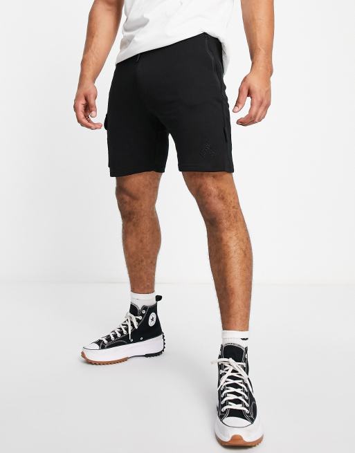 4505 - Pantaloncini cargo tecnici neri in jersey