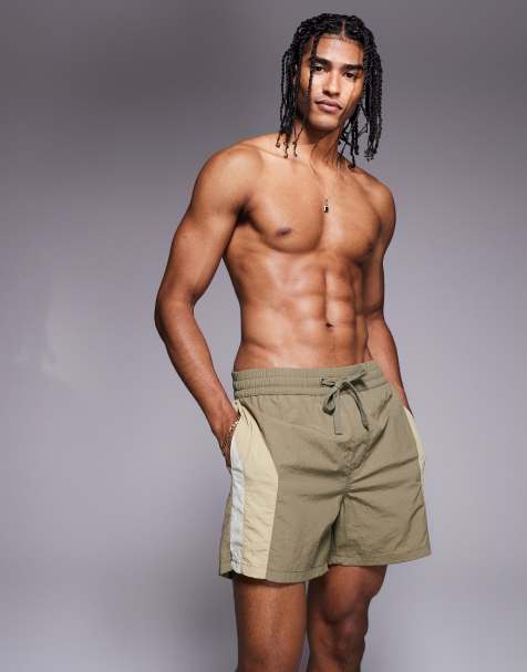Bershka - Pantaloncini da bagno verdi con pannelli laterali - view 1