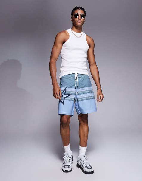 Bershka - Pantaloncini da bagno verdi taglio lungo stampati - view 1