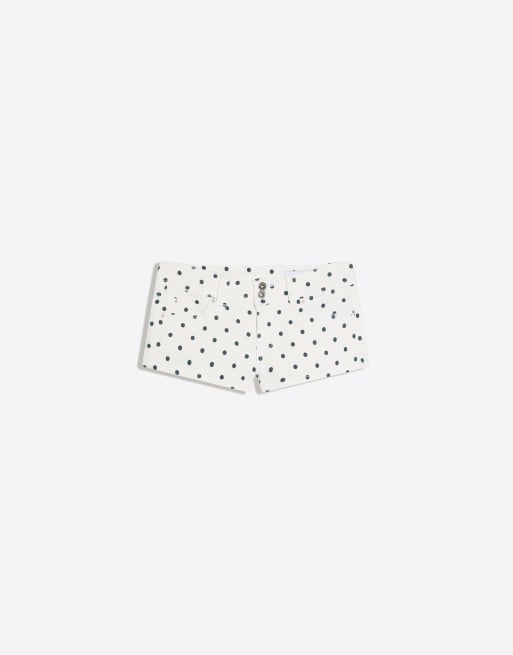 Bershka - Pantaloncini di jeans bianchi a pois, 3 di 4