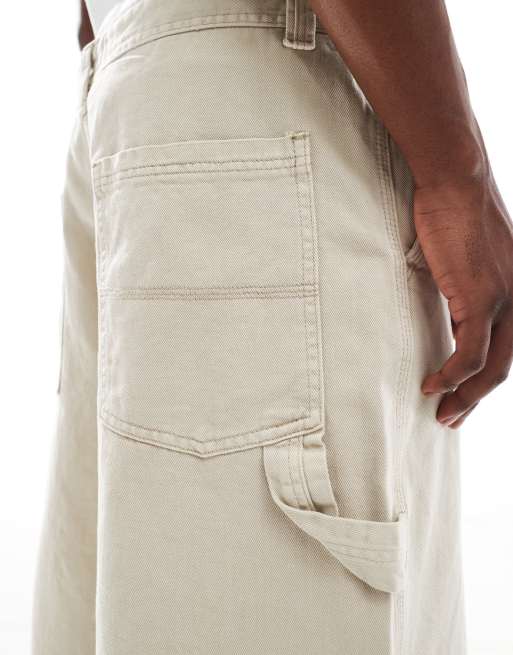 Bershka - Pantaloncini in denim écru ampi, 3 di 5