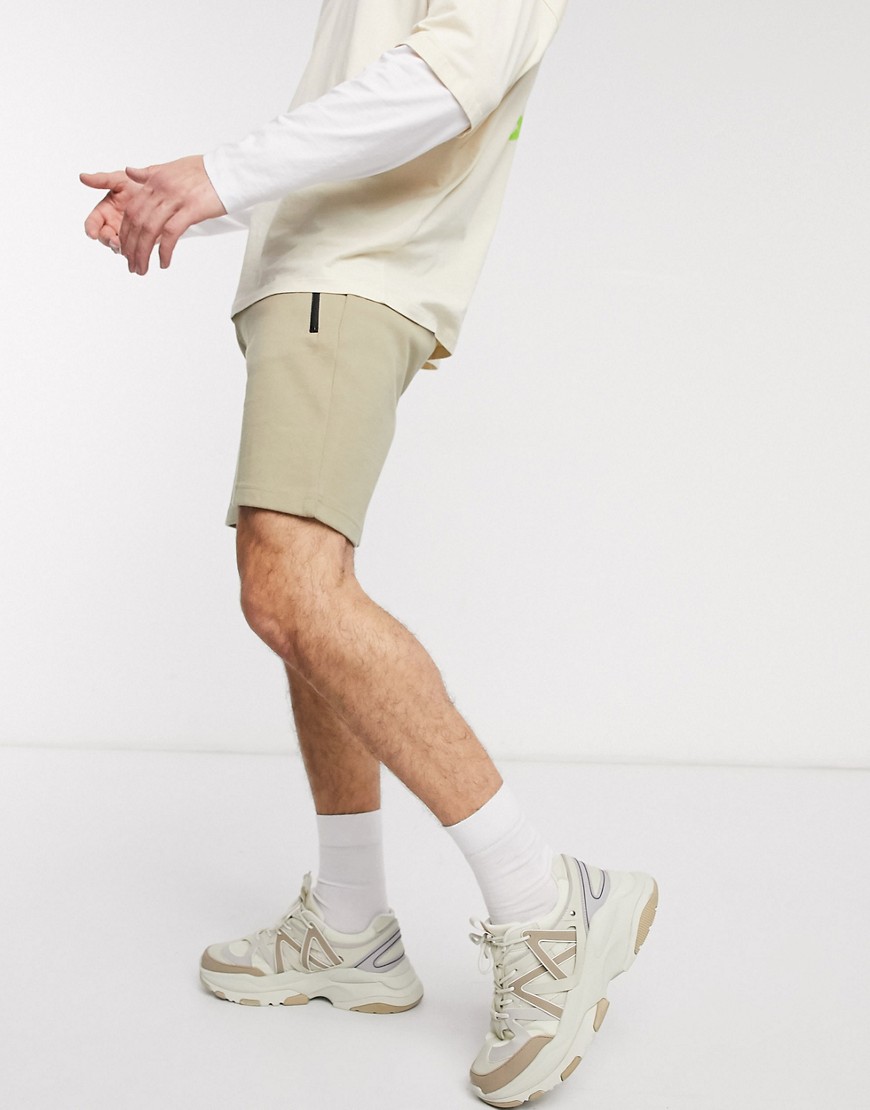 Bershka - Pantaloncini in jersey kaki-Verde