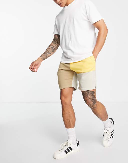 Bershka - Pantaloncini marroni color block in coordinato, 4 di 4