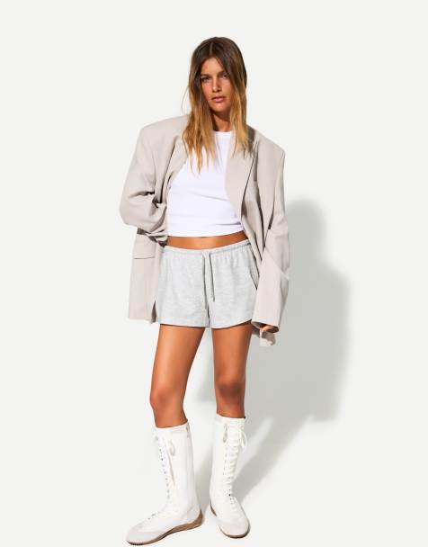 Bershka - Pantaloncini soffici grigio chiaro - view 1