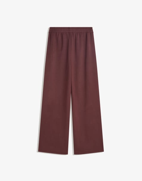 Bershka - Pantaloni a fondo ampio bordeaux morbidi al tatto - view 1