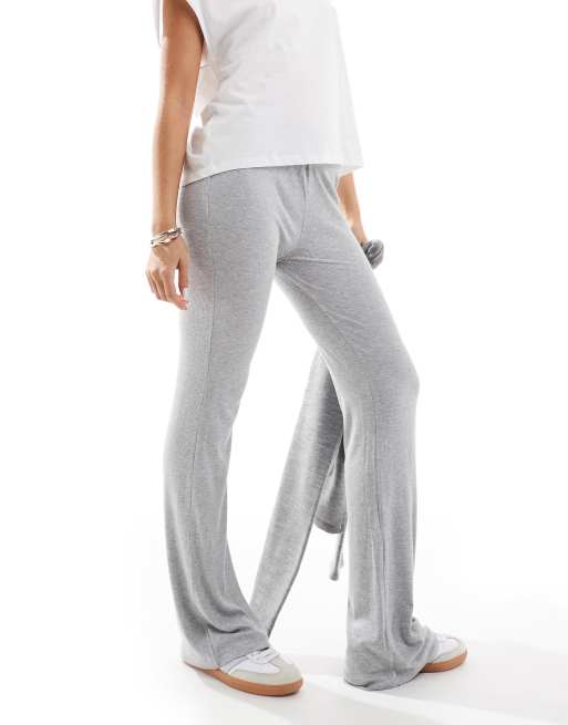 Bershka - Pantaloni a fondo ampio grigio mélange a coste, 3 di 5