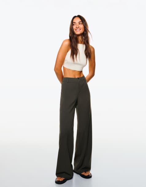 Bershka - Pantaloni a fondo ampio kaki - view 1