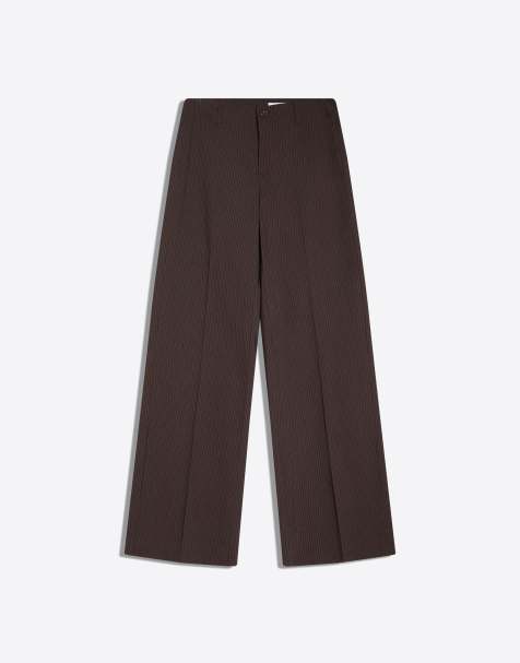 Bershka - Pantaloni a fondo ampio marroni - view 1