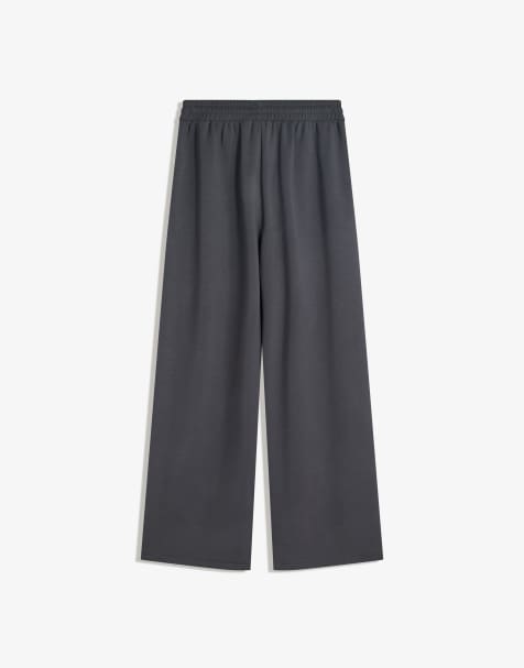 Bershka - Pantaloni a fondo ampio morbidi al tatto grigi - view 1