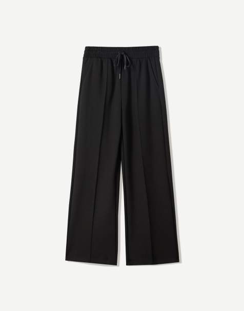 Bershka - Pantaloni a fondo ampio neri morbidi al tatto - view 1