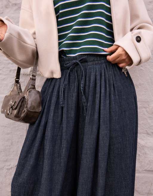 Bershka - Pantaloni a palloncino blu a vita bassa, 3 di 3