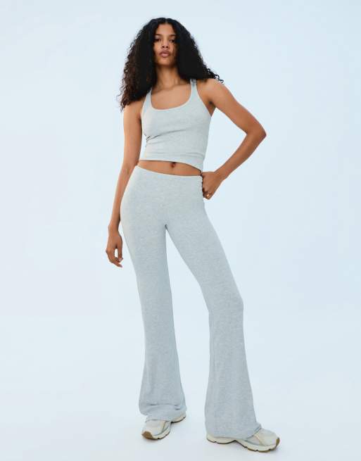 Bershka - Pantaloni a zampa grigi