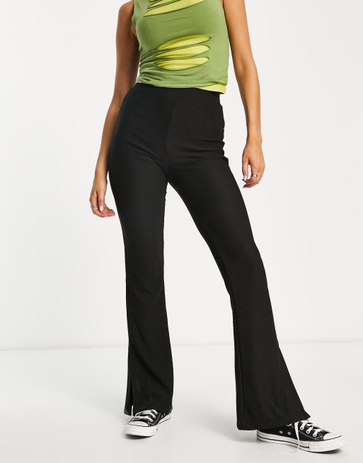 Bershka - Pantaloni a zampa neri senza cuciture
