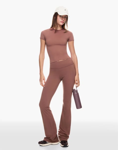 Bershka - Pantaloni a zampa tecnici color terracotta - view 1