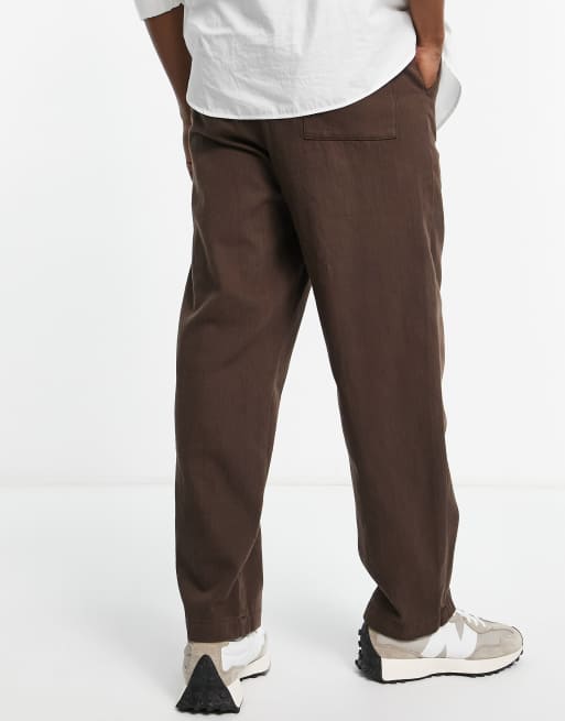 Bershka - Pantaloni ampi elasticizzati color cioccolato, 2 di 4