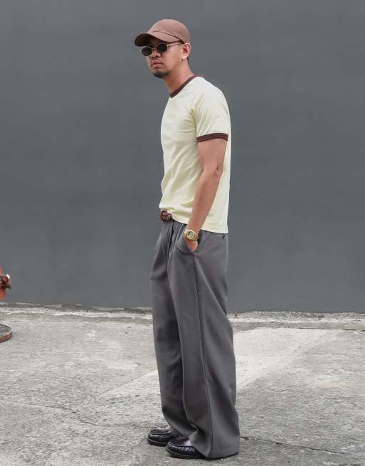 Bershka - Pantaloni ampi grigio chiaro a pieghe, 7 di 7