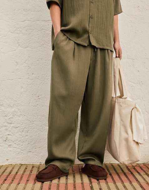 Bershka - Pantaloni ampi stile rustico color kaki - view 1