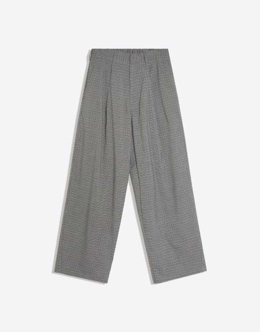 Bershka pantaloni baggy a quadri grigio slavato, 6 di 7