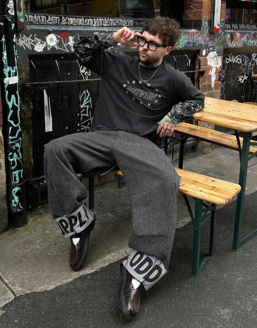 Bershka - Pantaloni bombati grigio e nero con fondo stampato, 3 di 4