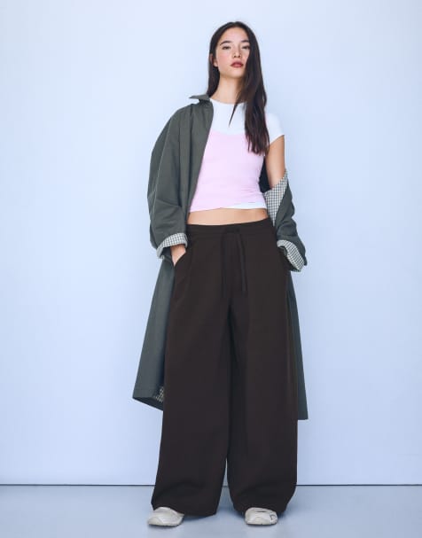 Bershka - Pantaloni bombati marroni in modal - view 1