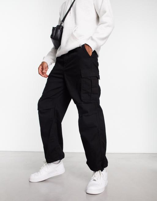 Bershka Pantaloni cargo da paracadutista neri ASOS