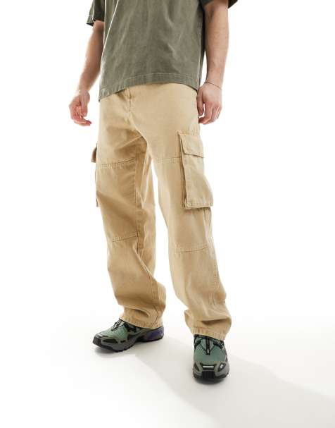 Bershka - Pantaloni cargo dritti color pietra - view 1