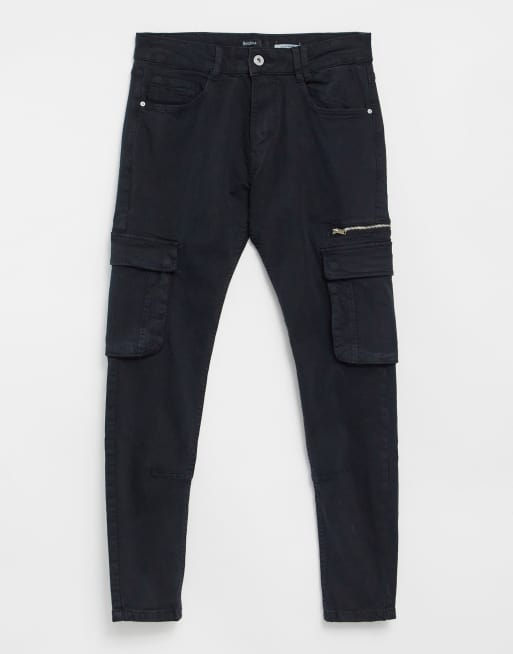 Bershka Pantaloni cargo skinny neri ASOS