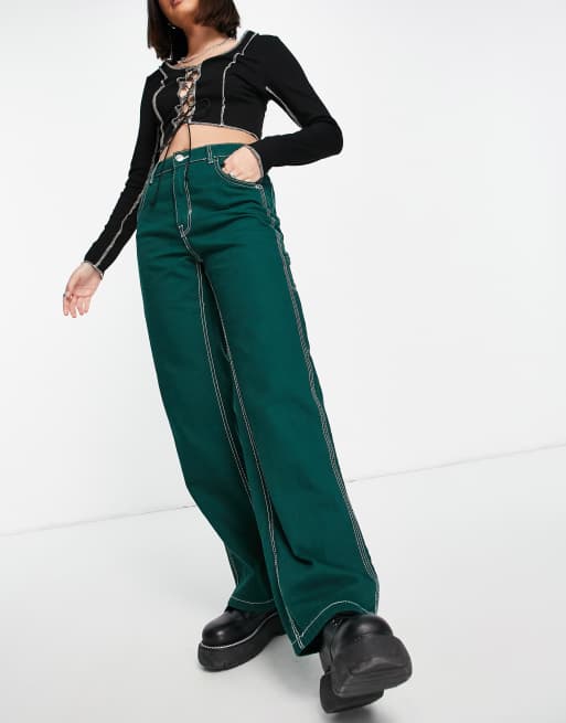 Pantaloni verde bottiglia top