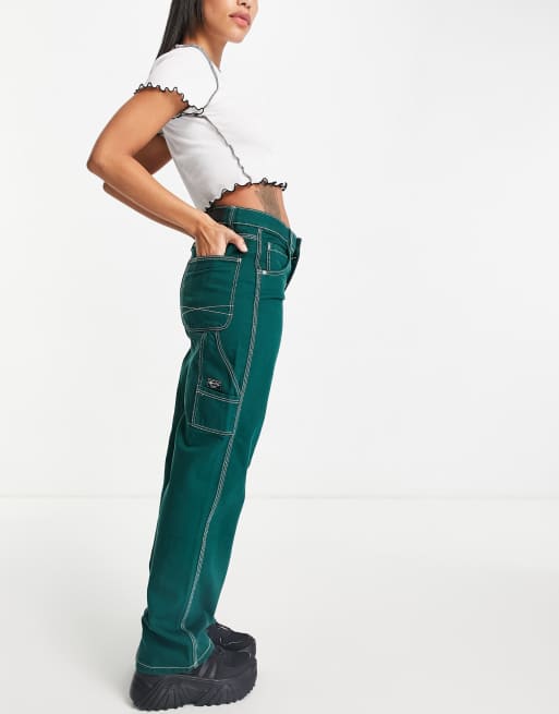 Pantaloni verdi con tasche laterali bershka discount