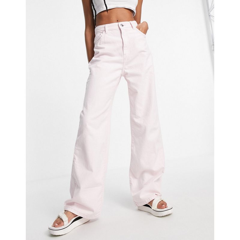 Pantaloni e leggings Pantaloni con fondo ampio Bershka - Pantaloni dad a fondo ampio in twill rosa pallido