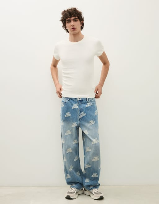 Bershka pantaloni jacquard blu, 2 di 5