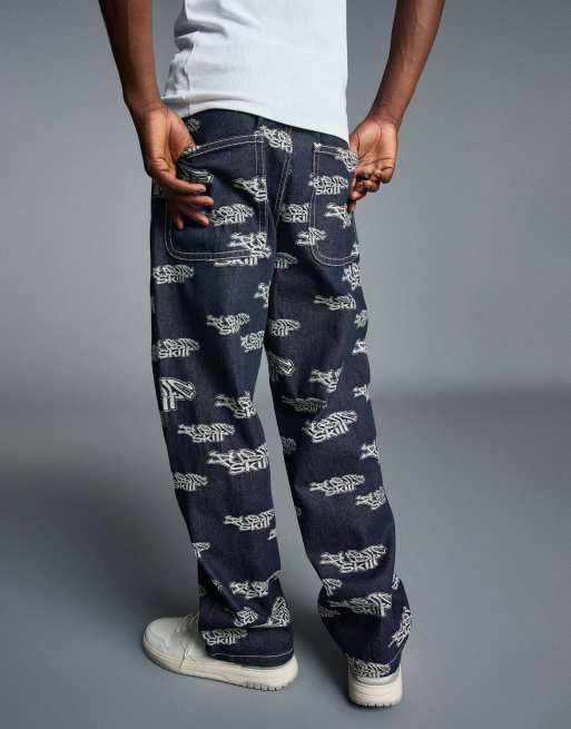 Bershka pantaloni jacquard blu, 2 di 5