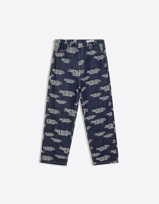 Bershka pantaloni jacquard blu, 5 di 5