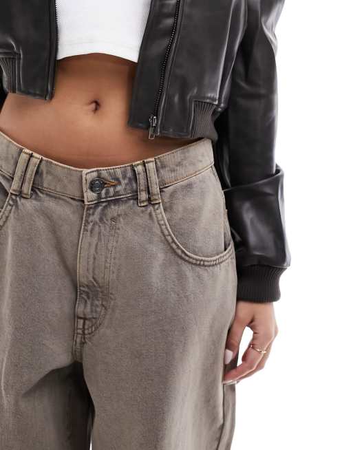 Bershka - Pantaloni larghi a fondo ampio marrone slavato, 3 di 5