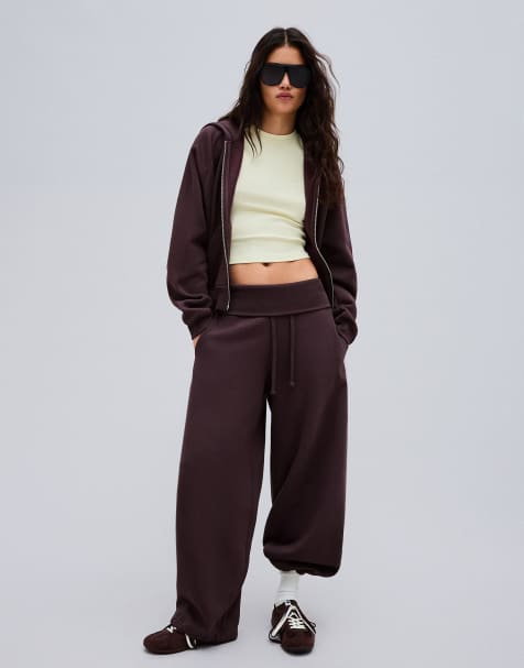 Bershka pantaloni morbidi barrel viola - view 1