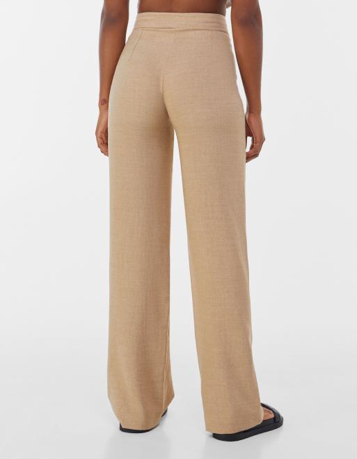 Bershka - Pantaloni sartoriali a fondo ampio marroni, 3 di 4