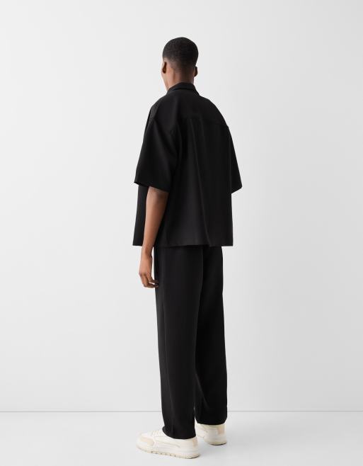 Bershka - Pantaloni sartoriali a fondo ampio neri, 4 di 4