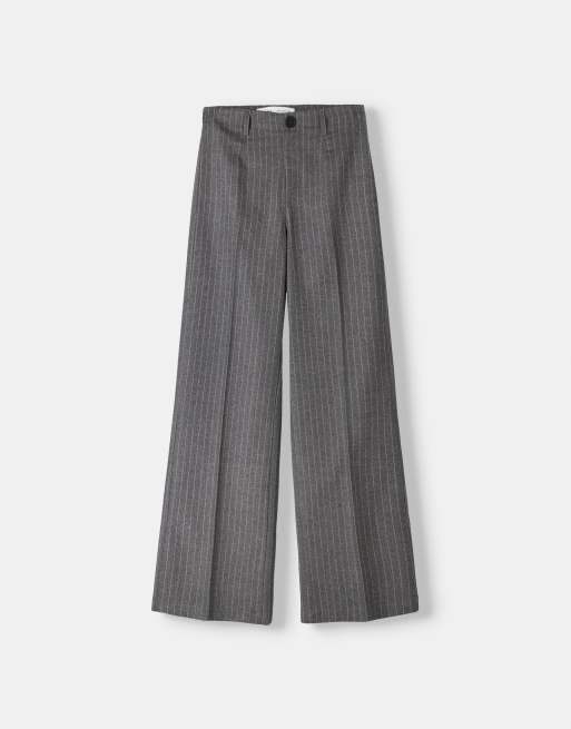 Bershka - Pantaloni sartoriali con fondo ampio grigi, 4 di 5