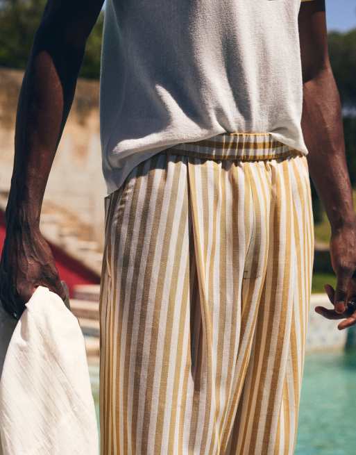 Bershka - Pantaloni stile pigiama super ampi color cammello, 4 di 4
