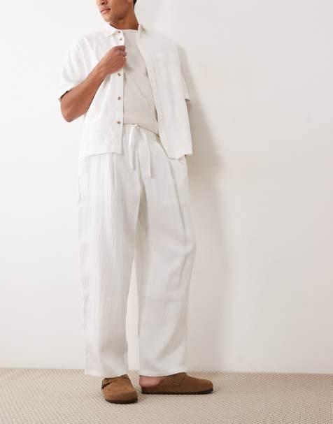 Bershka - Pantaloni stile rustico super ampi bianchi - view 1