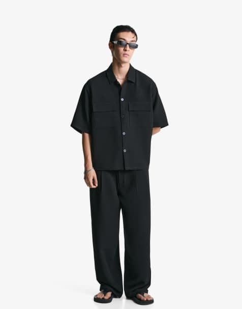 Bershka - Pantaloni super ampi sartoriali neri - view 1