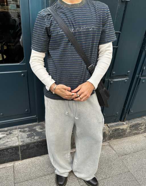 Bershka pantaloni super baggy grigi, 4 di 4
