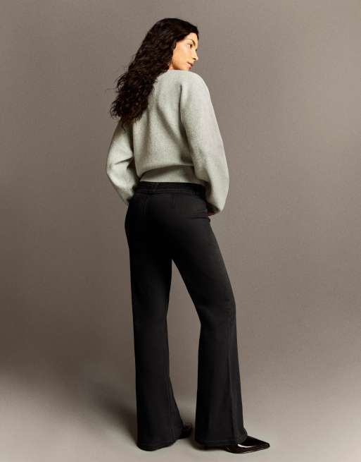 Bershka pantaloni svasati con bottoni neri, 3 di 5