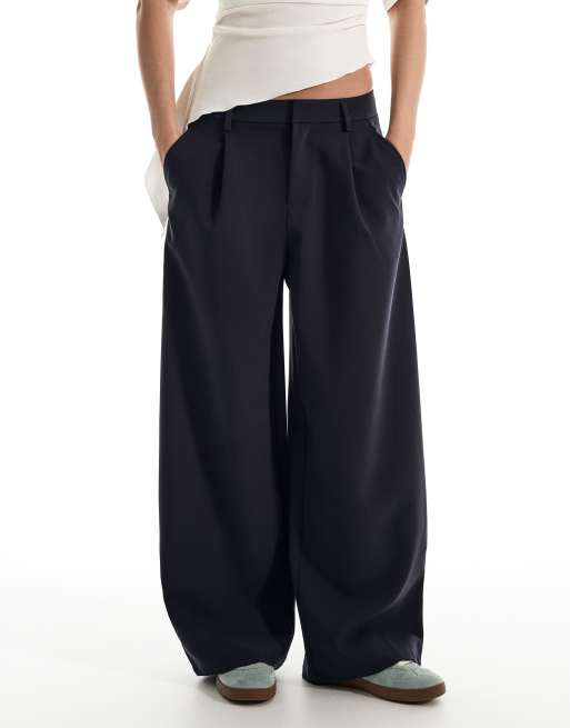 Bershka - Pantaloni voluminosi in doppio tessuto blu, 2 di 5