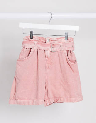 pink denim shorts