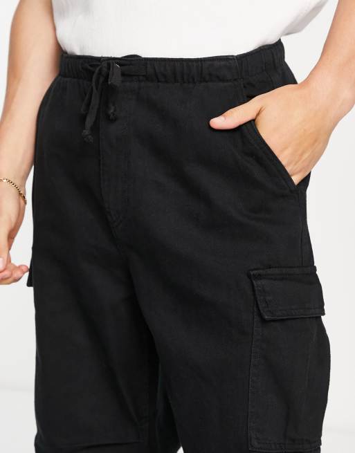 Bershka - Parachute-broek van denim met cargozakken in zwart , 2 van 4